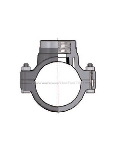 UIFV, odcepno sedlo d200 x 1 1/2'' NN z ojačitvijo, PVC-U, PFA16