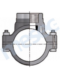 UIFV, odcepno sedlo d225 x 1 1/2'' NN z ojačitvijo, PVC-U, PFA16