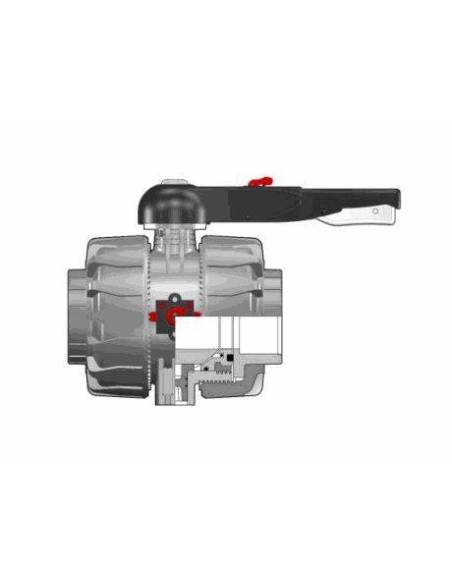 PVC-U DualBlock® kroglični ventil, d90, DN80, PN16, z metričnim priključkom za lepljenje