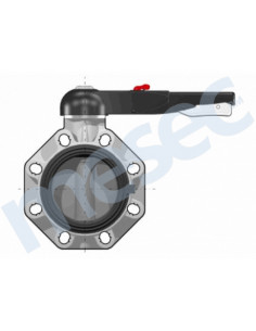 FKOV/LM, dušilna loputa d160, DN150, Ohišje PP/GR, loputa PVC-U, tesnilo EPDM, PN 10