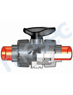 PP-H DualBlock® kroglični ventil, d20, DN15, PN10, za fuzijsko varjenje