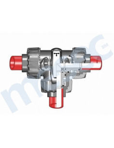 PP-H DualBlock® kroglični tropotni ventil T-izvedbe, d20, DN15, PN16, za fuzijsko varjenje