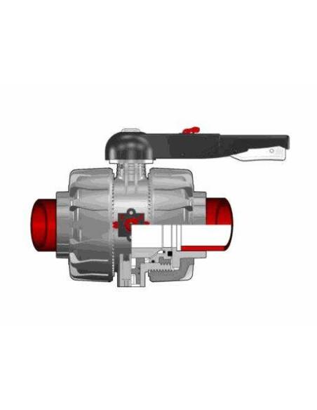 PP-H DualBlock® kroglični ventil, d90, DN80, PN10, za fuzijsko varjenje