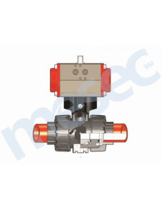 VKDIM/CP pnevmatski krogelni ventil PP-H, NC, d63, DN50, PN10, z holandcem za fuzijsko varjenje