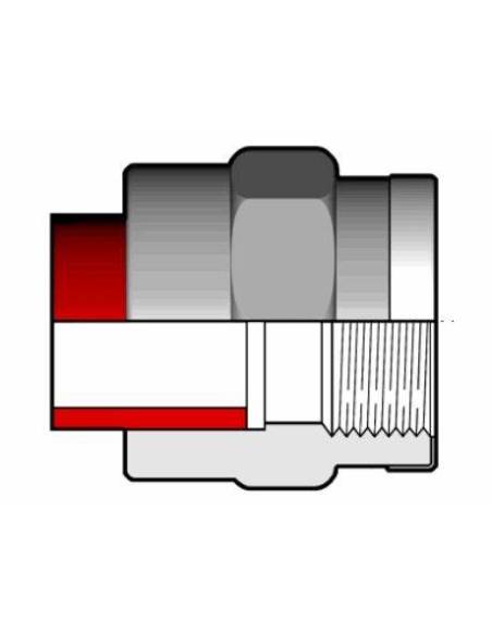 Spojka, d40 x 1 1/4", PN10, PP-H, 1x fuzijsko varjenje, 1x navoj