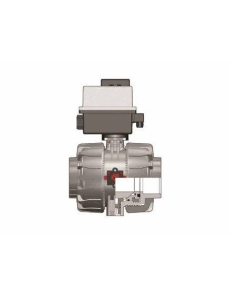 VKD/CE DualBlock(R), d90/DN80, PN,16, PVC-U Elektro proženi krogelni ventil